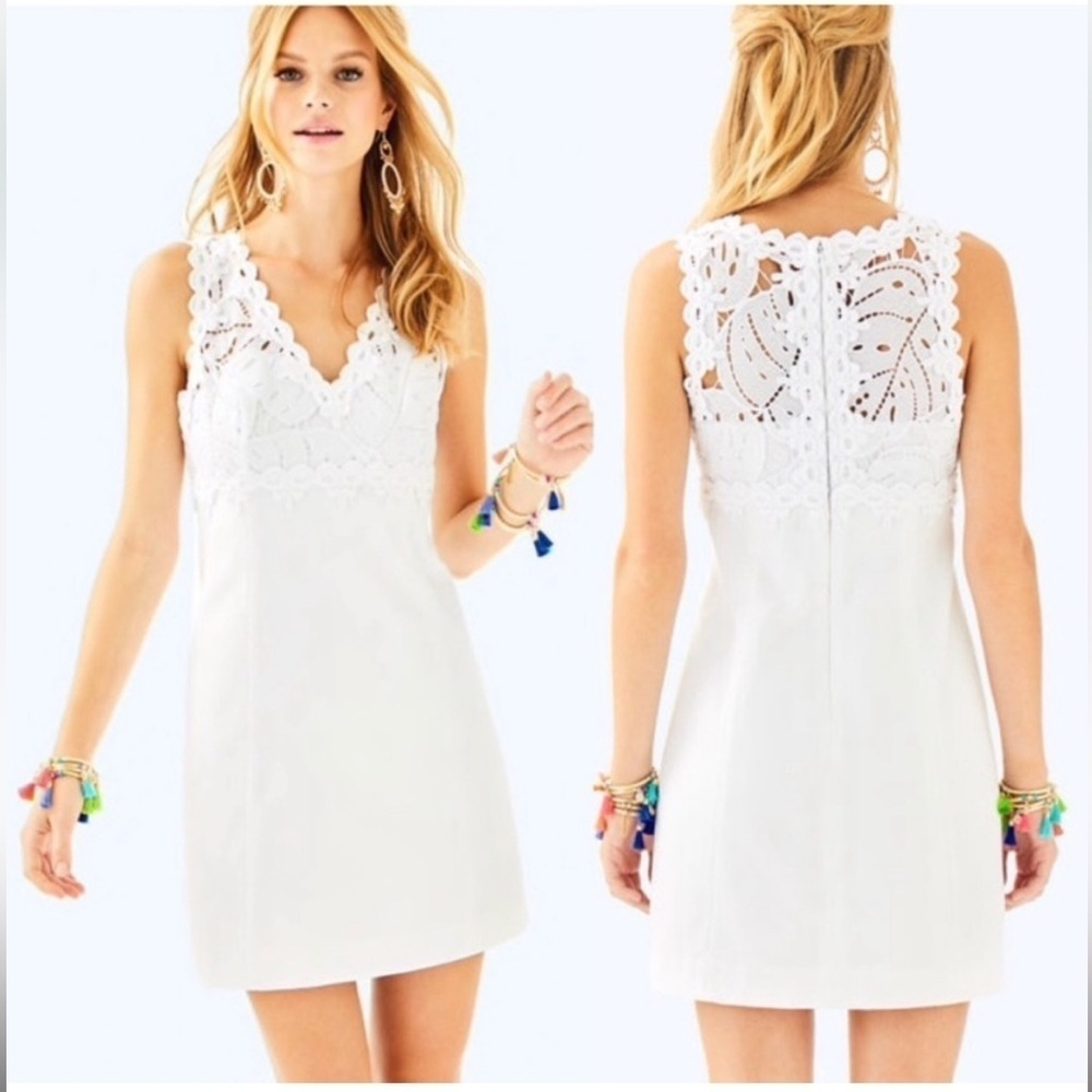 Lilly Pulitzer Sandi Lace Crochet Resort White Sleeveless Mini Dress Size 6